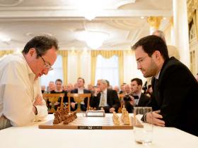 Gelfand in deep concentration before crushing Yannick Pelletier